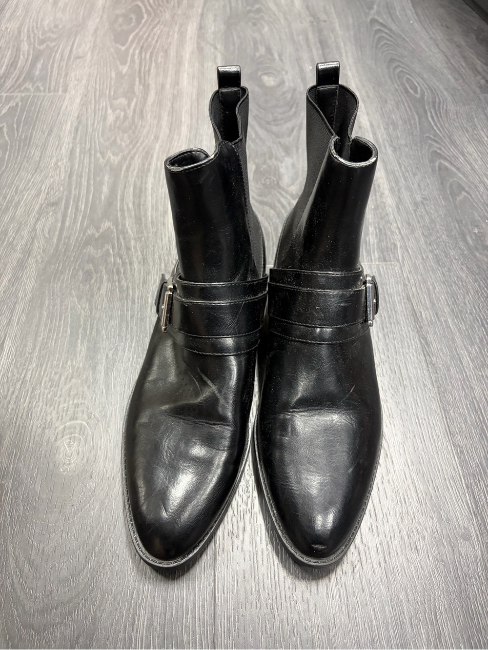 Zara Black Leather Buckle Boot Sz 40 - Picture 4 of 5